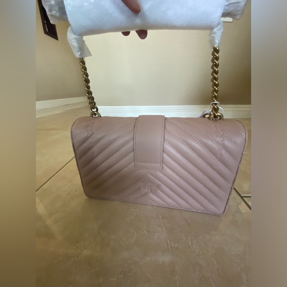 PINKO BLUSH Quilted Shoulder Bag with Gold Bird Hardware - Picture 9 of 11